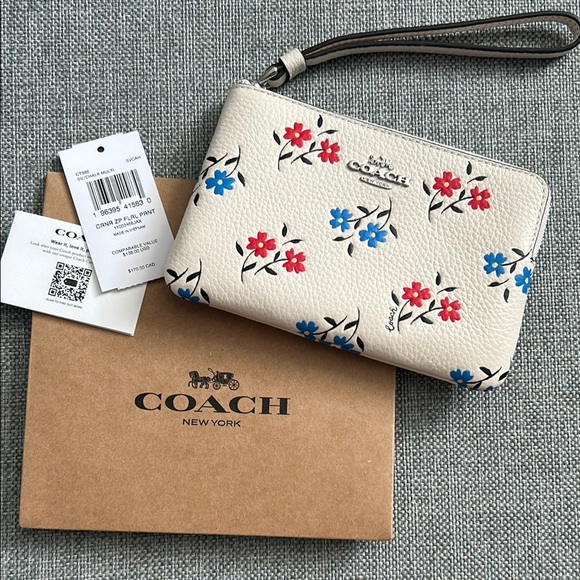 Coach Floral Wristlet in Cream - Picture 1 of 8